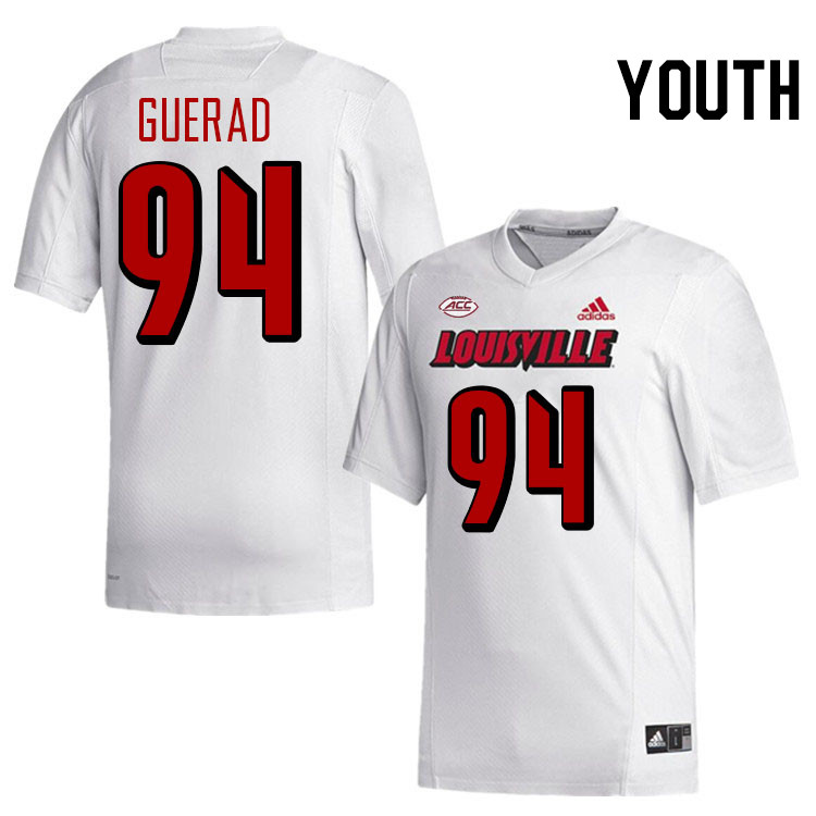 Youth #94 Jordan Guerad Louisville Cardinals College Football Jerseys Stitched-White